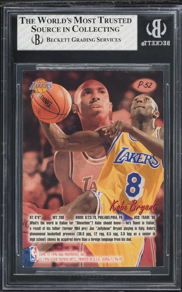 1996 Ultra Platinum Medallion Kobe Bryant ROOKIE #P52 BGS 7.5 NRMT+