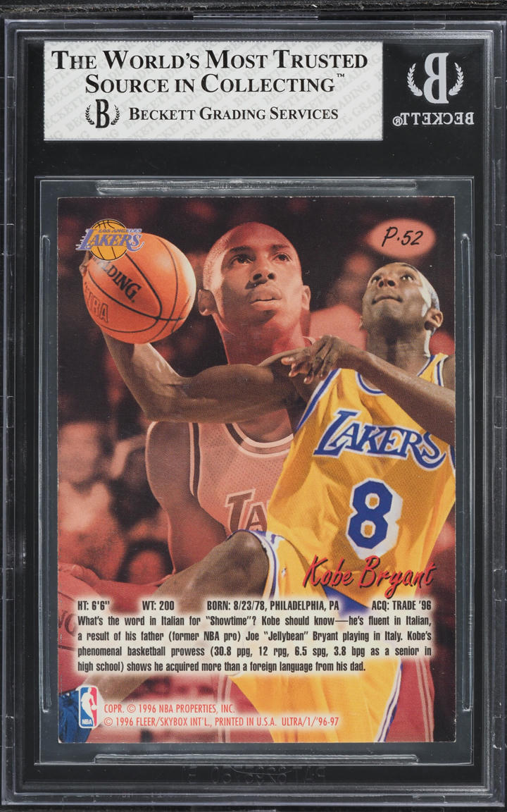 1996 Ultra Platinum Medallion Kobe Bryant ROOKIE #P52 BGS 8 NM-MT