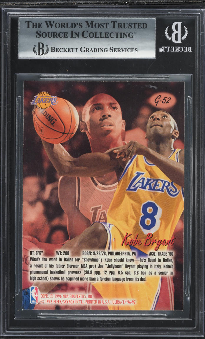 1996 Ultra Gold Medallion Kobe Bryant ROOKIE #G52 BGS 8.5 NM-MT+