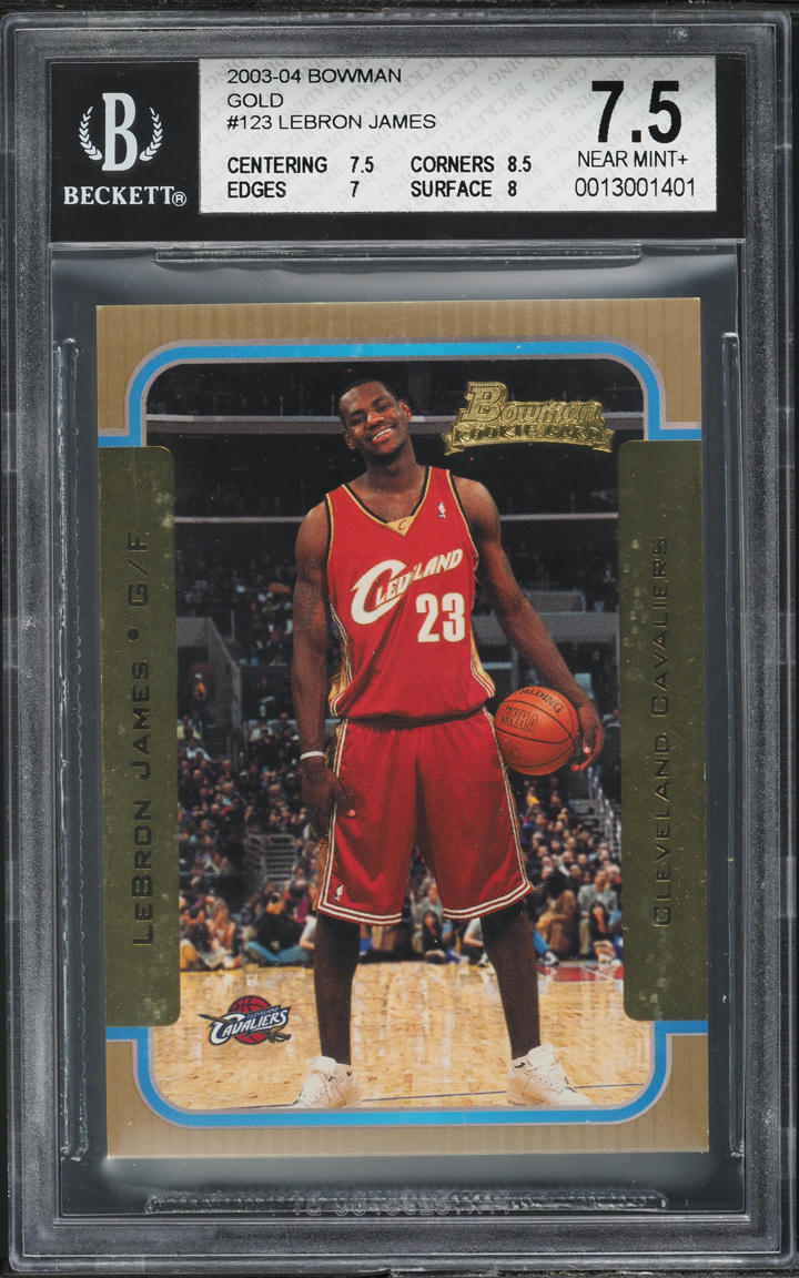 2003 Bowman Gold LeBron James ROOKIE #123 BGS 7.5 NRMT+ on