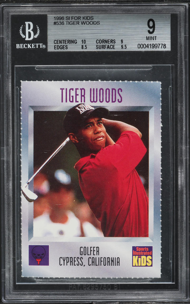 1996 Sports Illustrated For Kids Tiger Woods ROOKIE #536 BGS 9 MINT