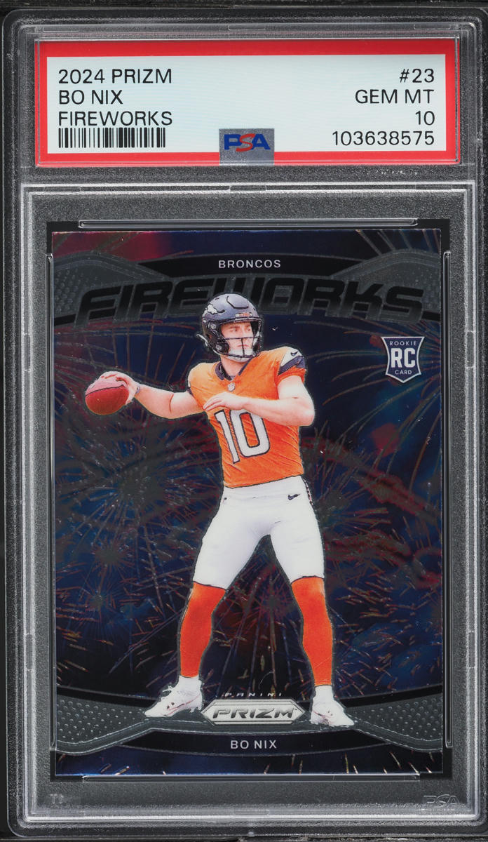 2024 Panini Prizm Fireworks Bo Nix ROOKIE #23 PSA 10 GEM MINT