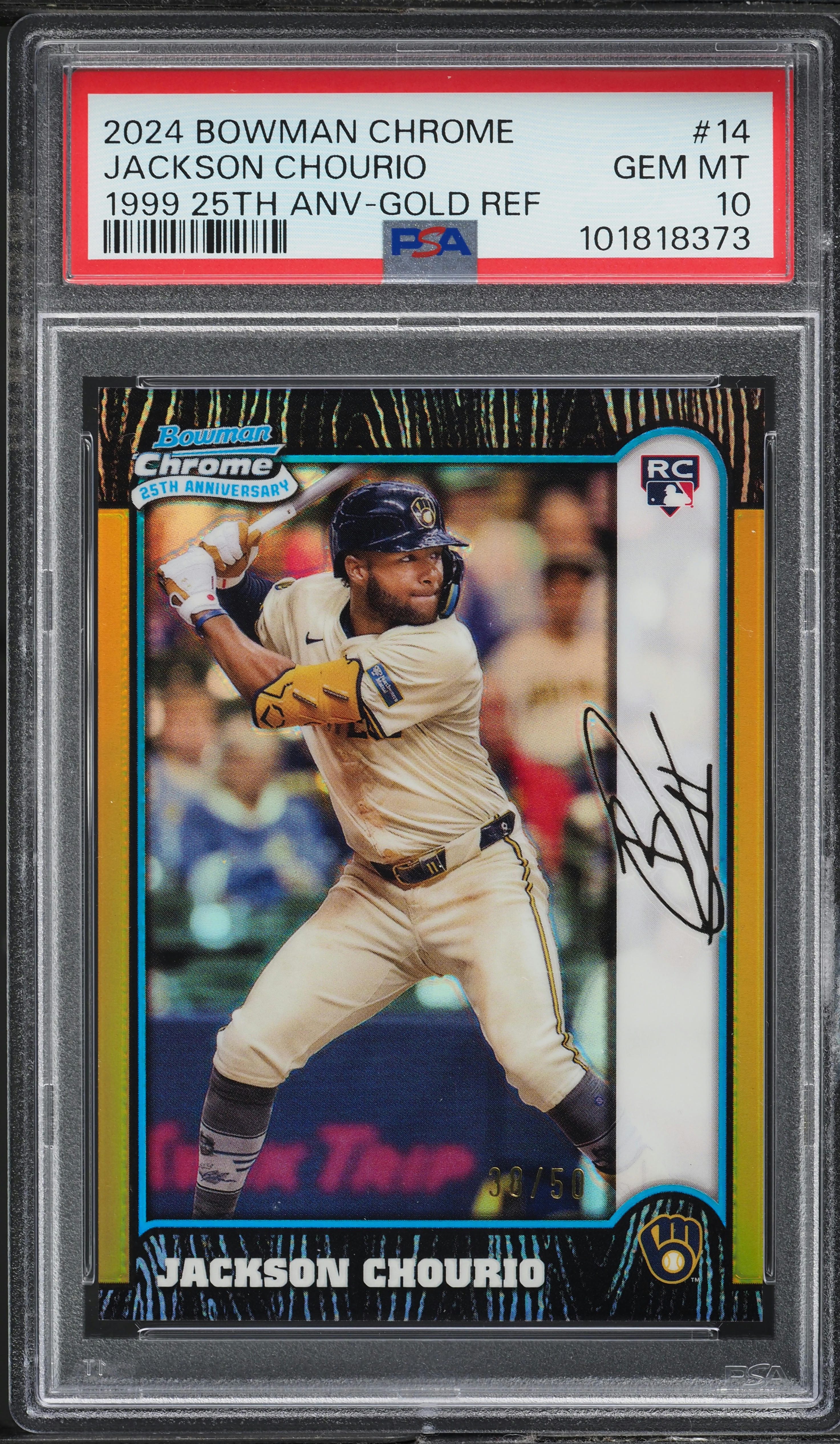 2024 Bowman Chrome 25th Anniversary Gold Refractor Jackson Chourio