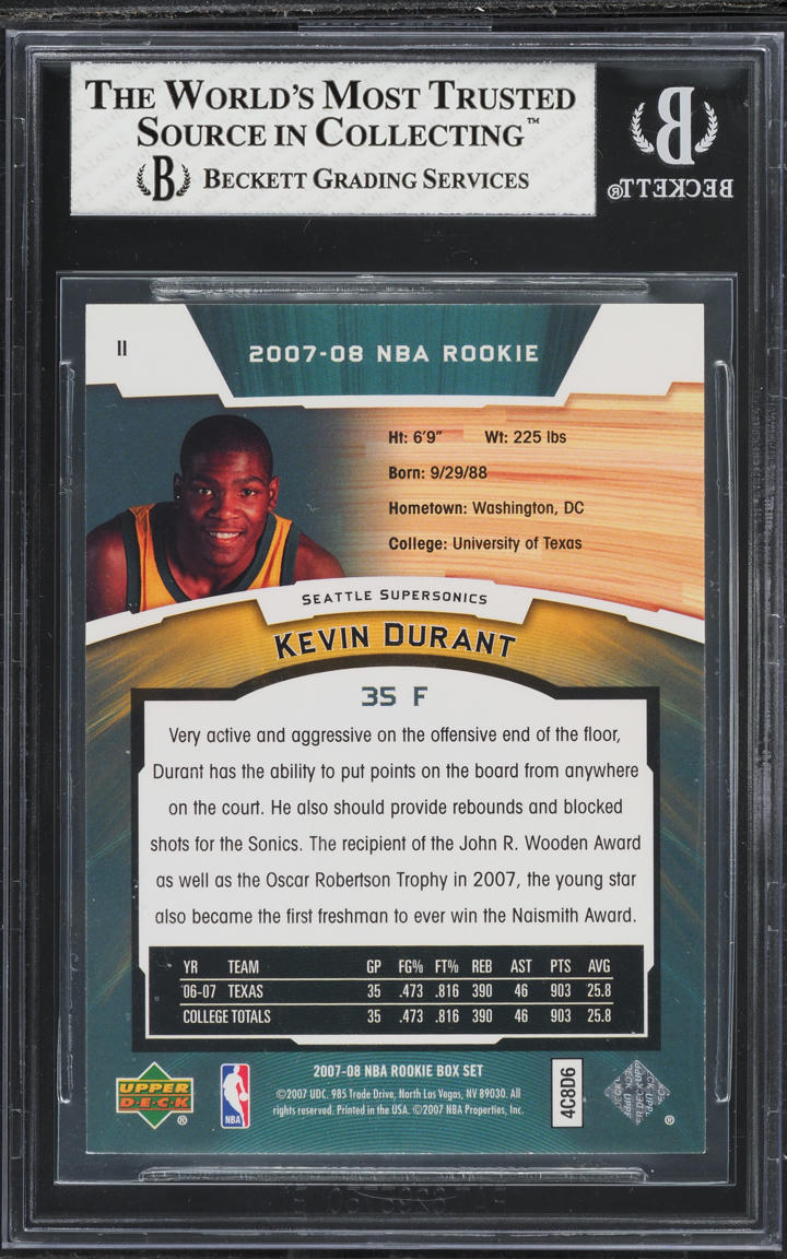 2007 Upper Deck Box Set Kevin Durant ROOKIE #11 BGS 7.5 NRMT+