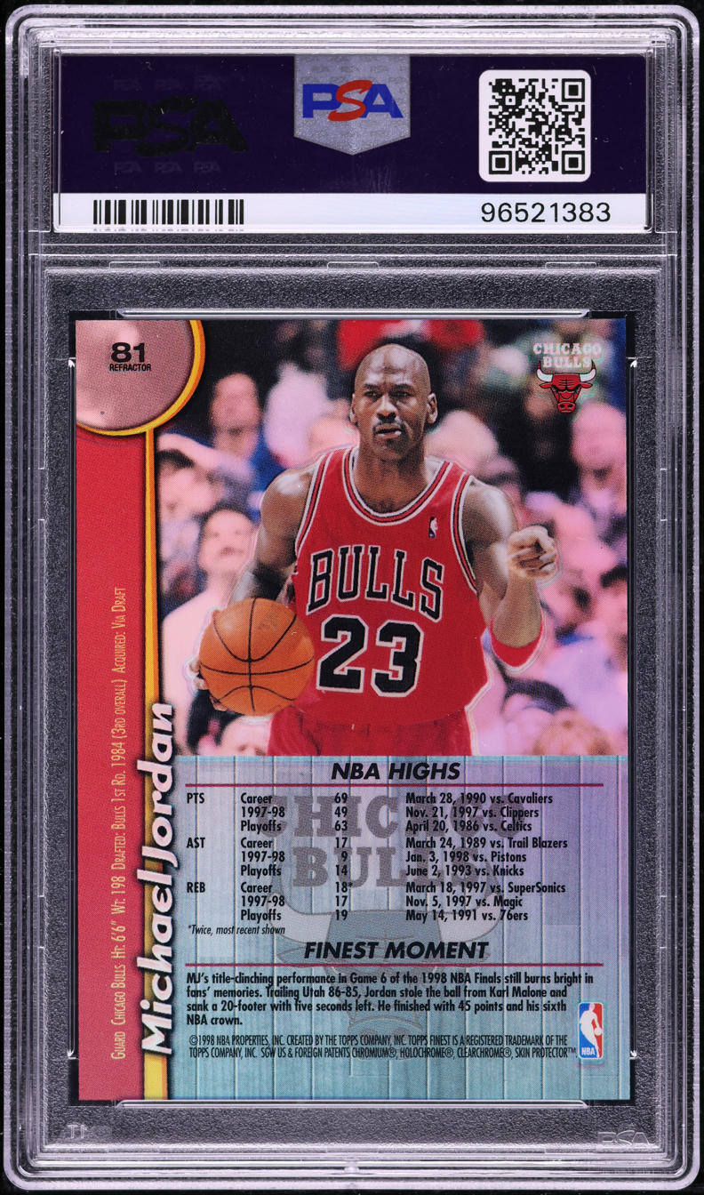 1998 Finest No Protector Refractor Michael Jordan #81 PSA 8 #81 PSA 8 NM-MT
