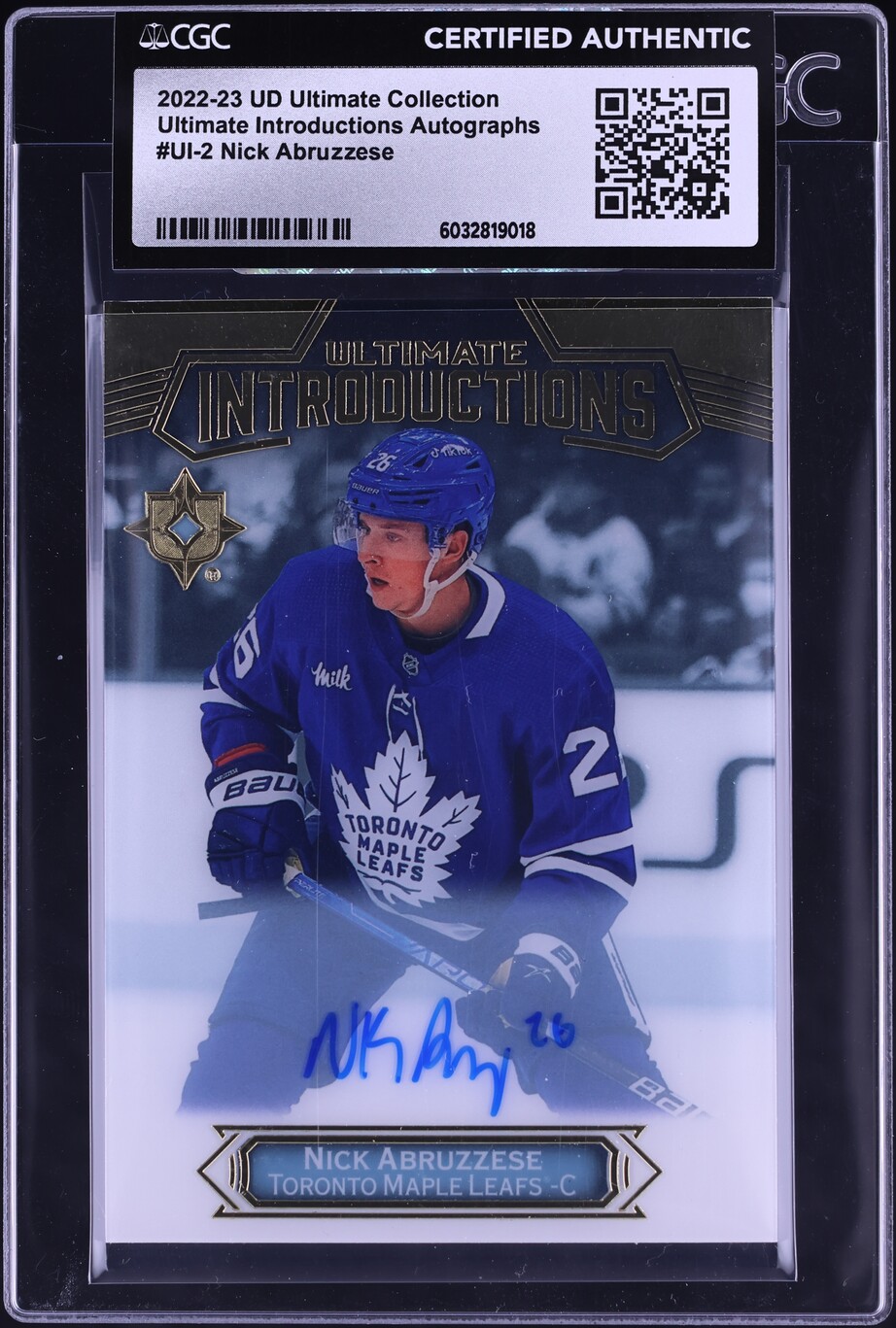 2022 Ultimate Collection Introductions Nick Abruzzese ROOKIE AUTO #UI-2 CGC AUTH