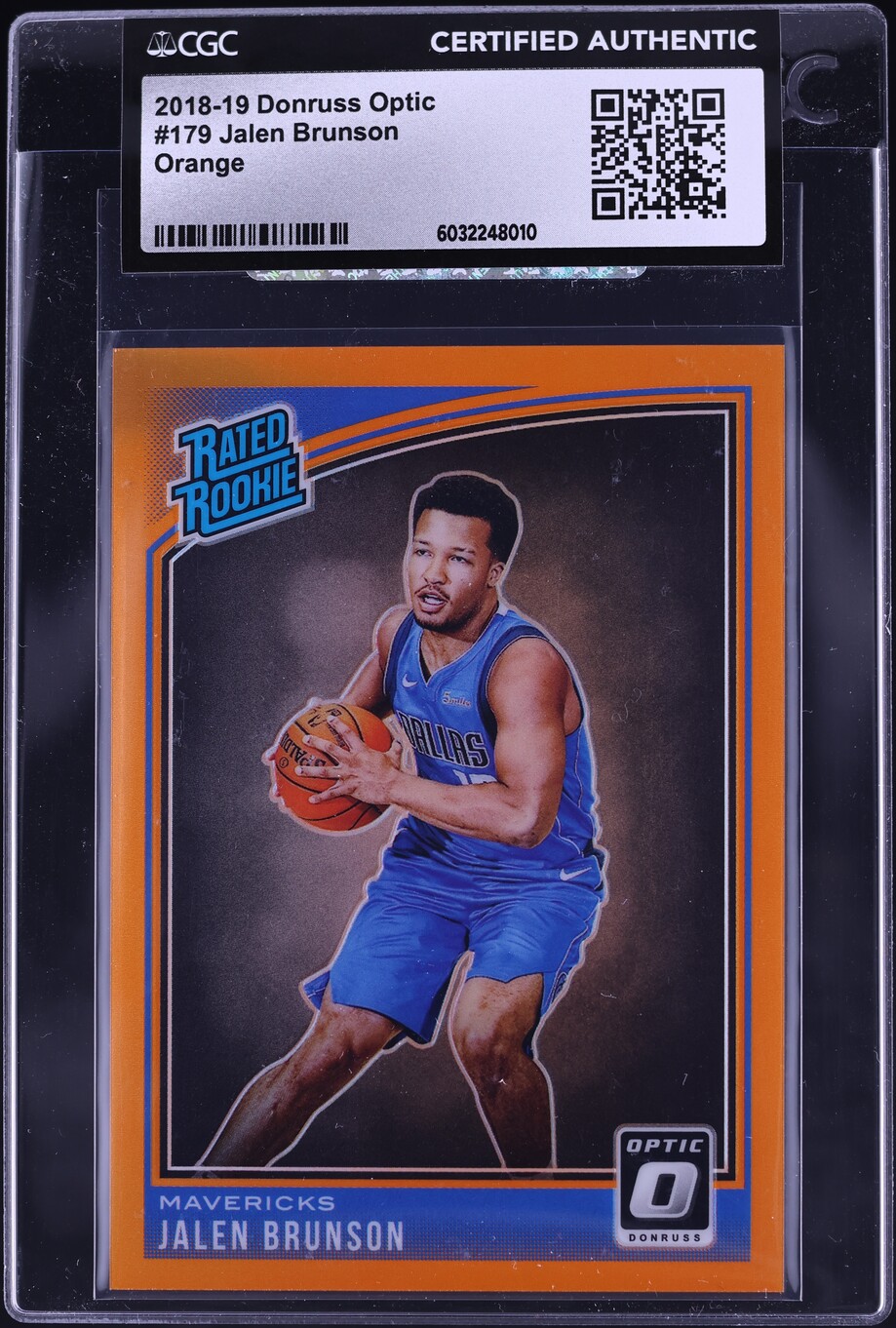 2018 Donruss Optic Orange Jalen Brunson ROOKIE /199 #179 CGC AUTH 