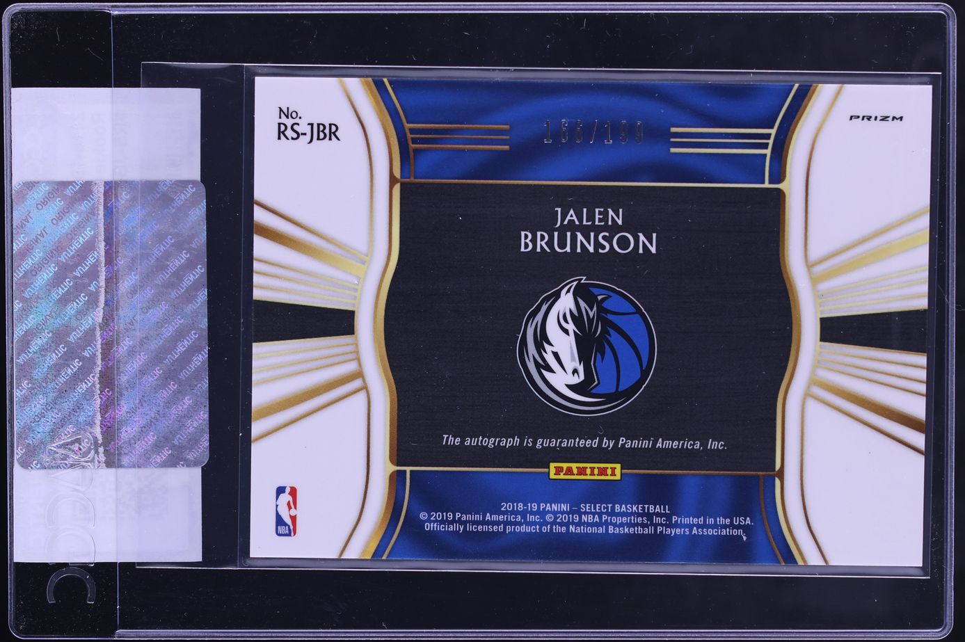 2018 Select Basketball Jalen Brunson ROOKIE AUTO /199 #RS-JBR CGC 