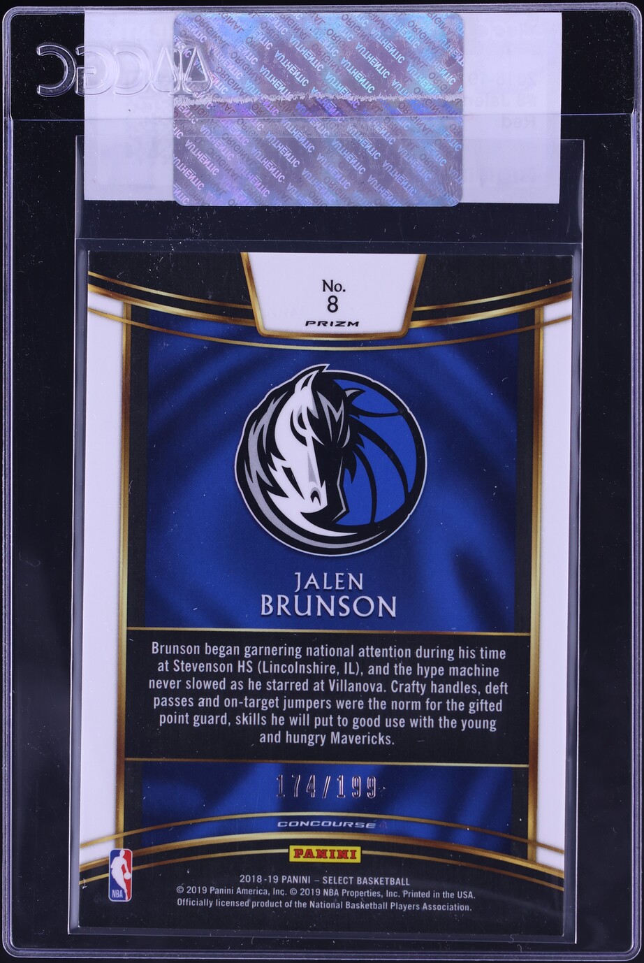 2018 Select Concourse Red Jalen Brunson ROOKIE /199 #8 CGC AUTH