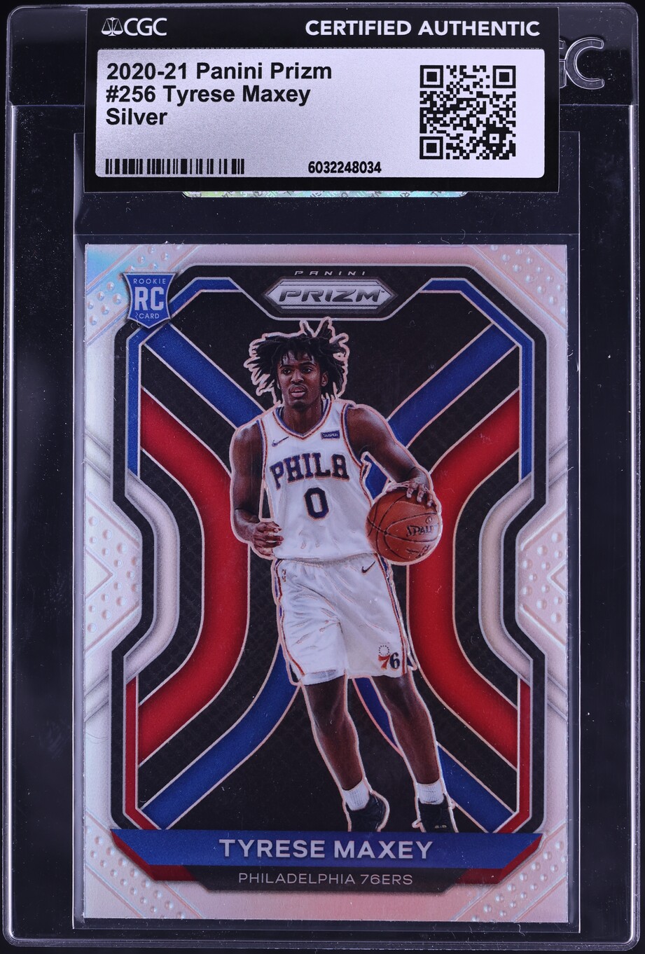 2020 Panini Prizm Silver Tyrese Maxey ROOKIE #256 CGC AUTH