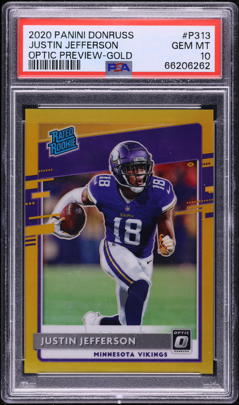 2020 Donruss Optic Preview Gold Justin Jefferson ROOKIE 1/10 #P313