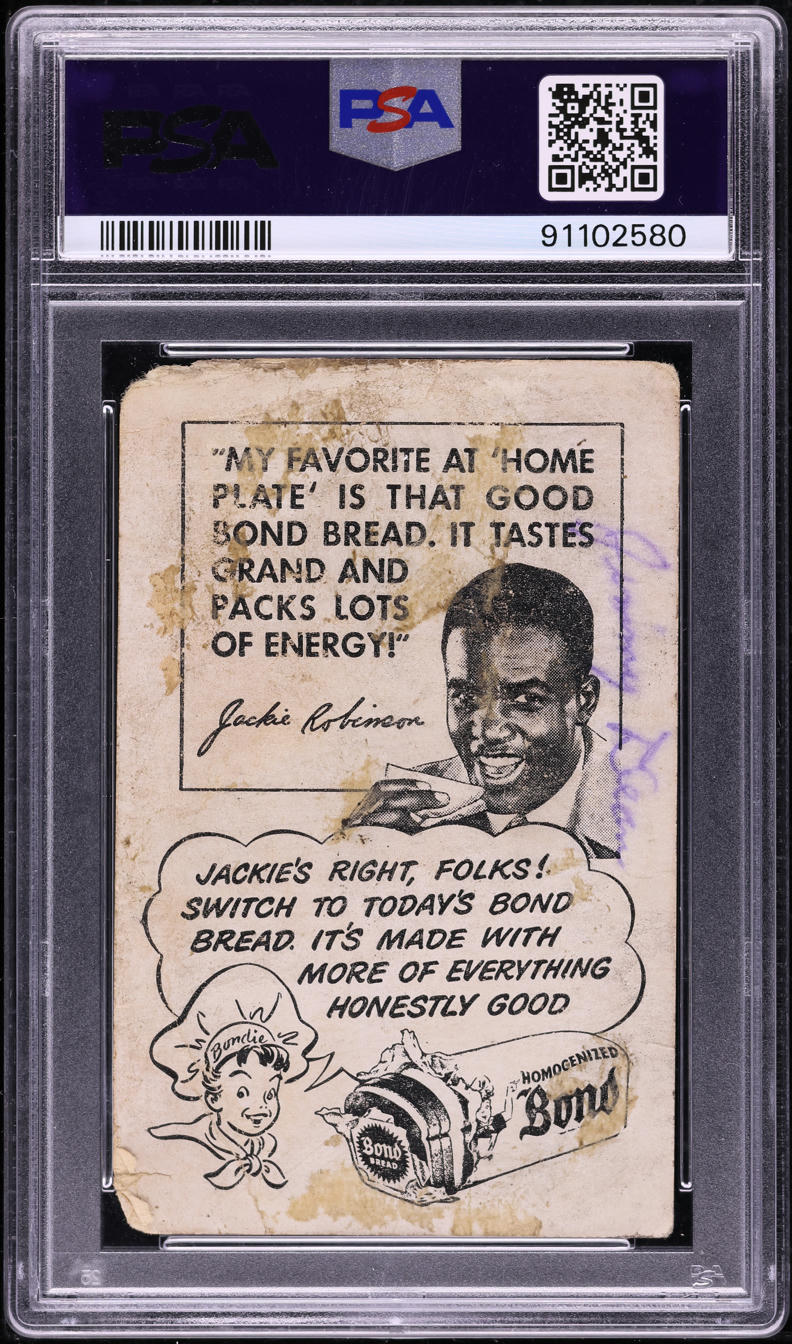 1947 Bond Bread Jackie Robinson LEAP, SCOREBOARD IN BACK PSA 1(mk) PR