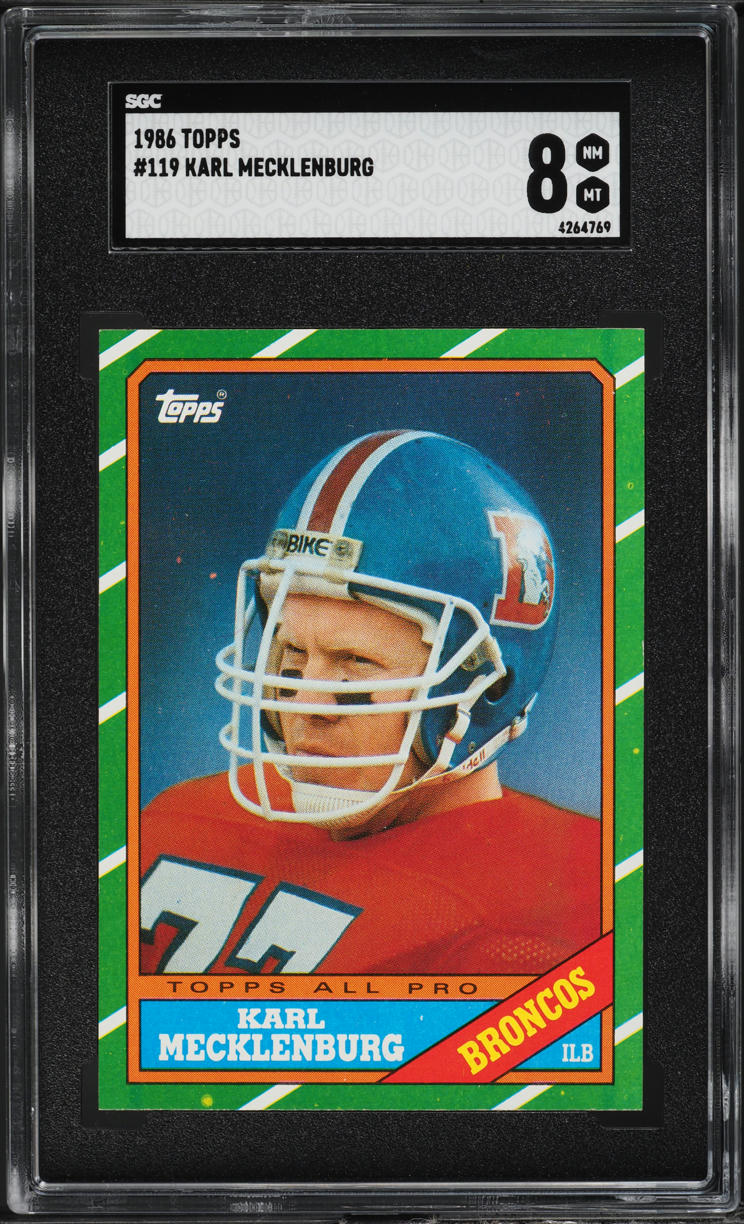1986 Topps Football Karl Mecklenburg #119 SGC 8 NM-MT