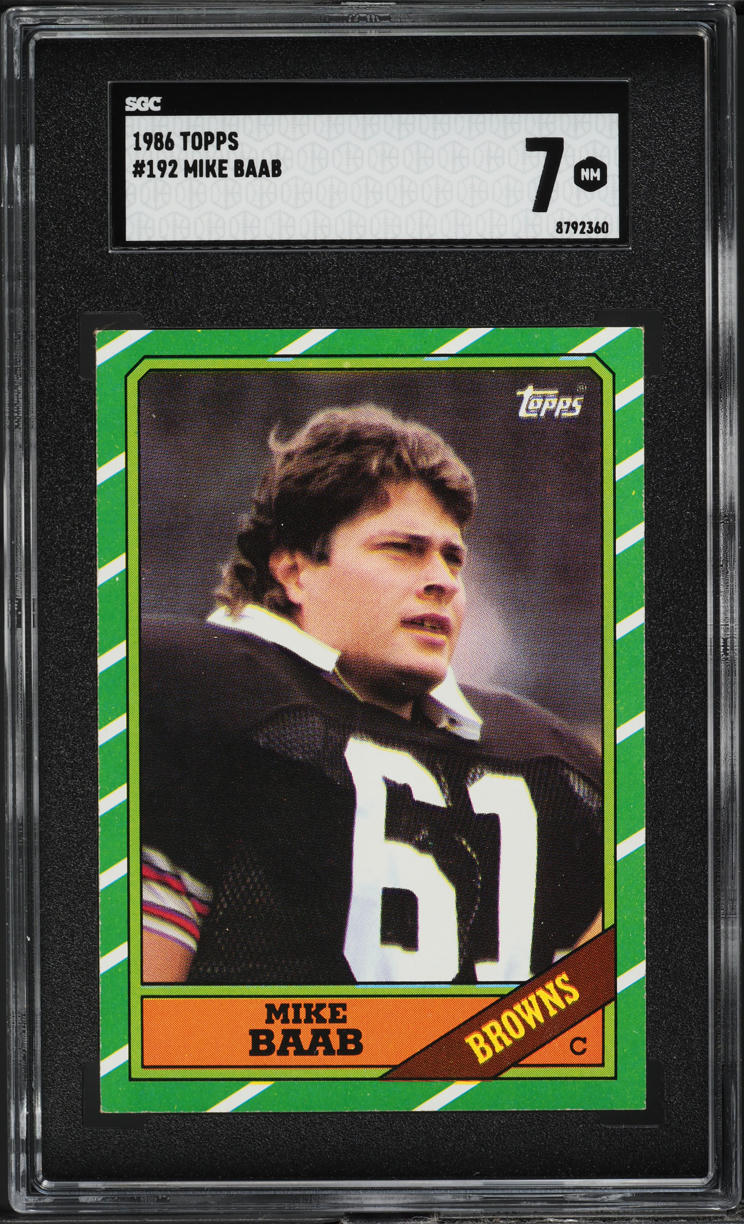 1986 Topps Football Mike Baab ROOKIE #192 SGC 7 NRMT