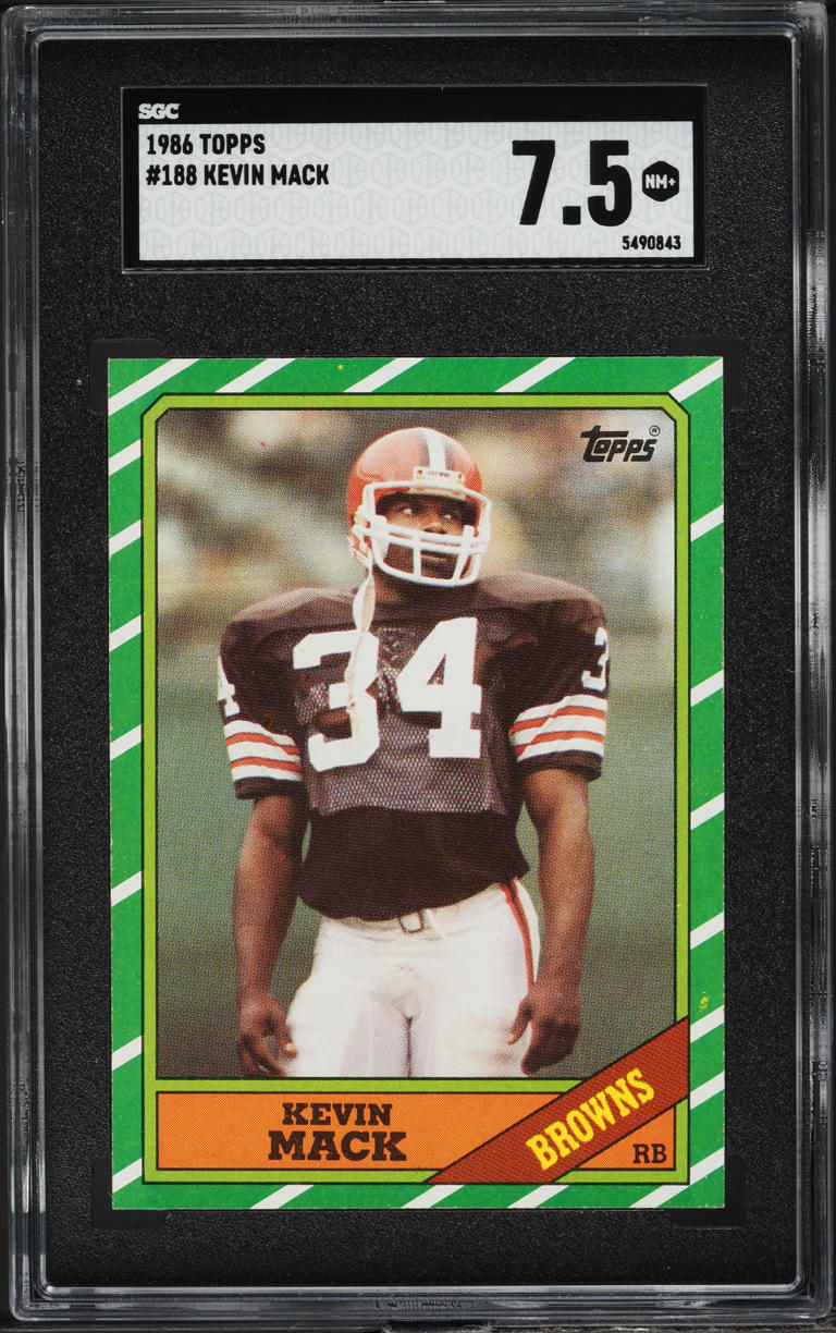 1986 Topps Football Kevin Mack ROOKIE #188 SGC 7.5 NRMT+