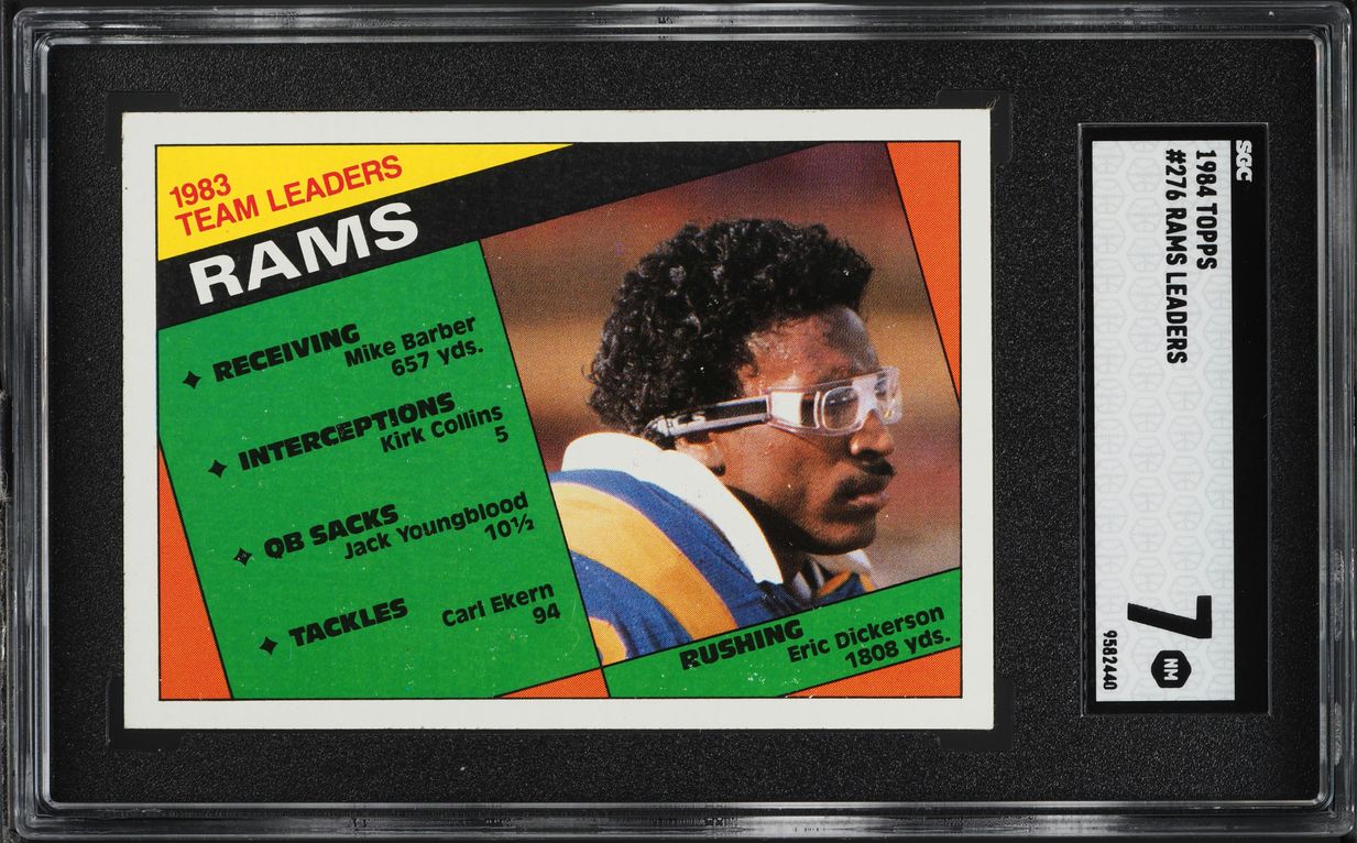 1984 Topps Football Eric Dickerson ROOKIE, TEAM LDRS #276 SGC 7 NRMT