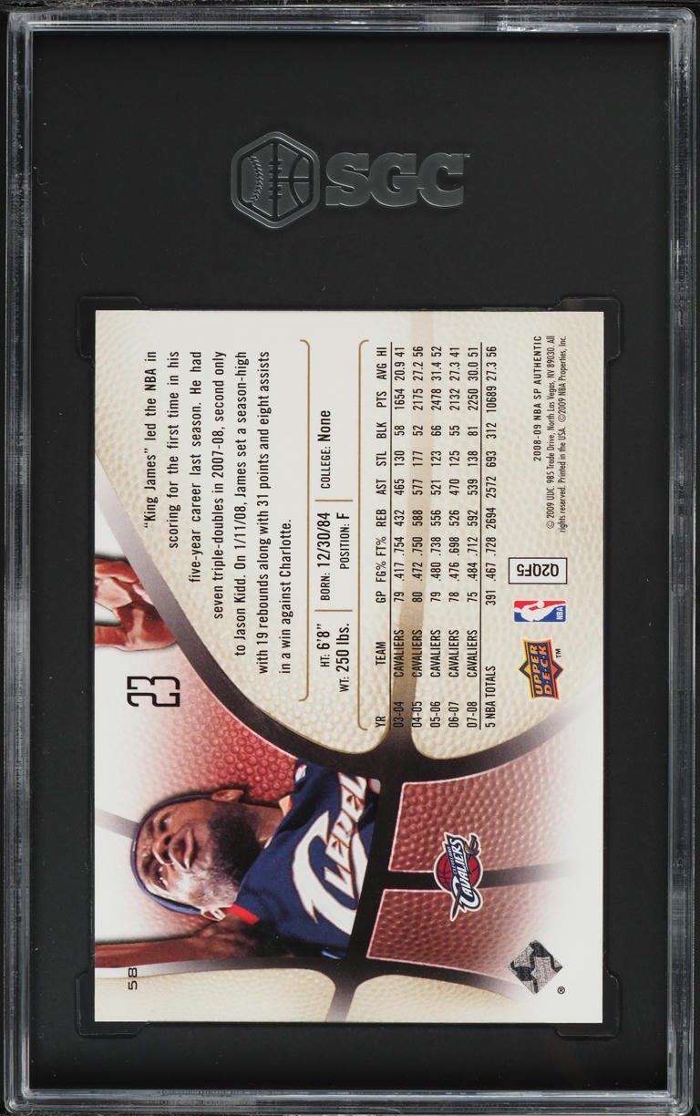2008 SP Authentic LeBron James #58 SGC 10 GEM MINT