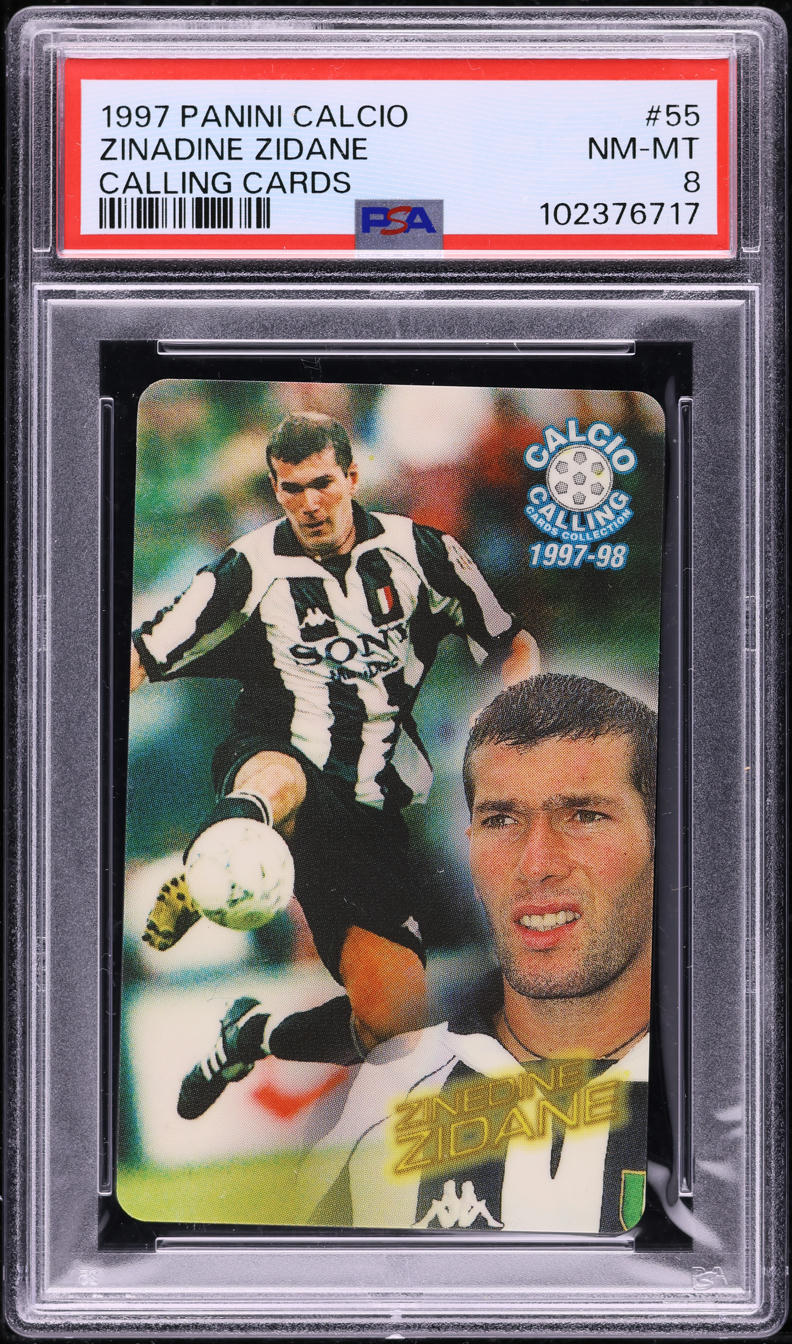 1997 Panini Calcio Calling Cards Zinadine Zidane #55 PSA 8 NM-MT