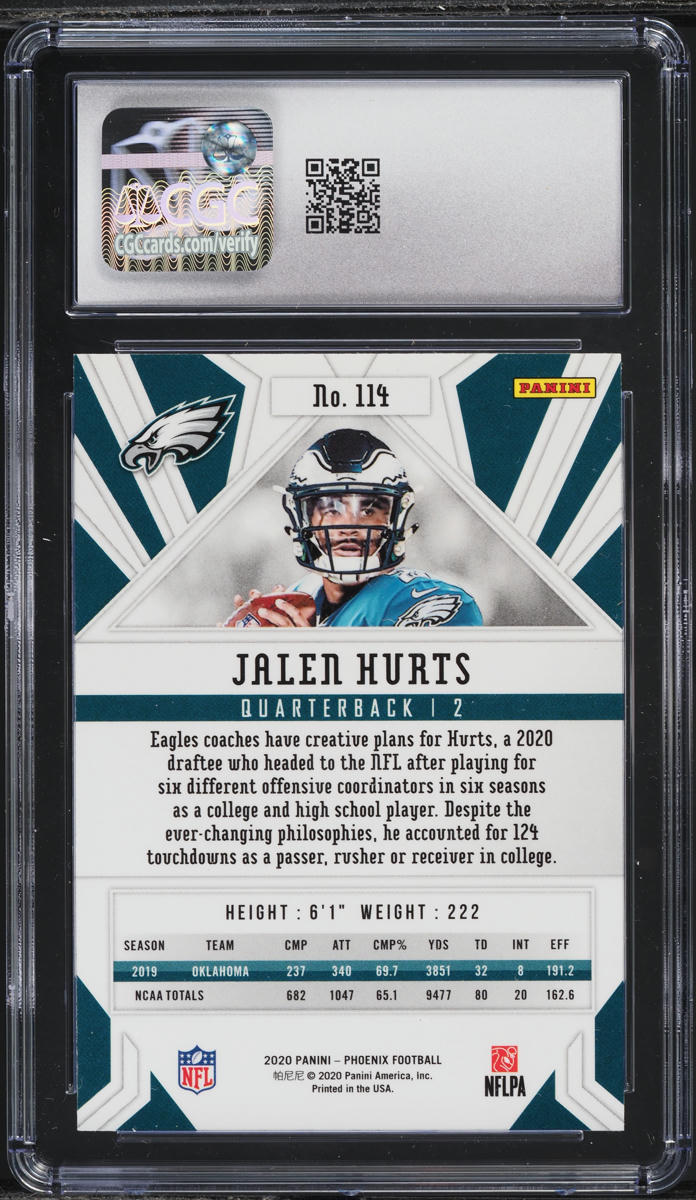 2020 Panini Phoenix Jalen Hurts ROOKIE #114 CGC 9.5 MINT+