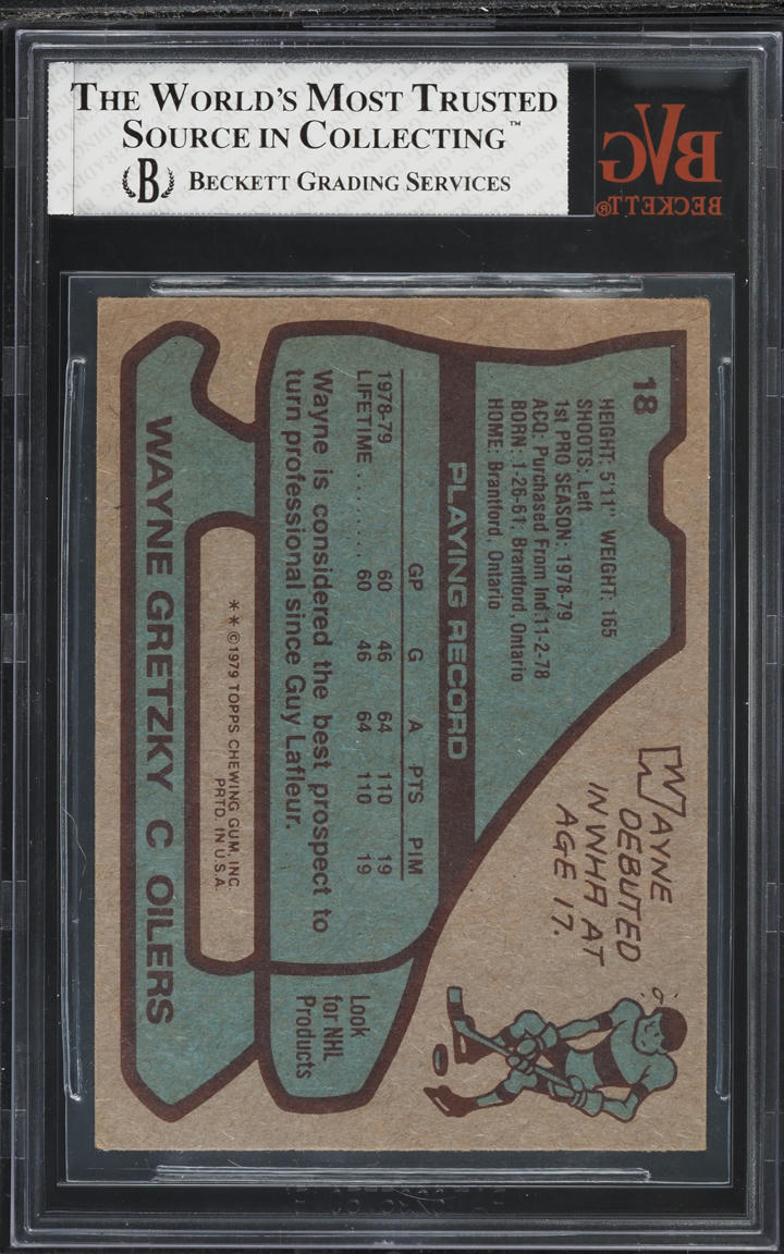 1979 Topps Hockey Wayne Gretzky ROOKIE #18 BVG 6.5 EXMT+