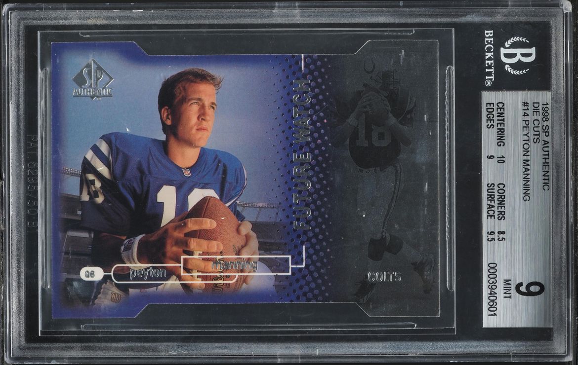 1998 SP Authentic Die-Cut Peyton Manning ROOKIE /500 #14 BGS 9 MINT