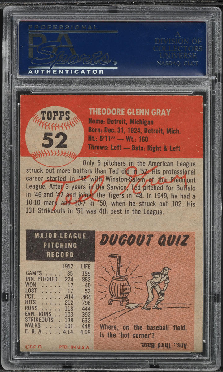 1953 Topps Ted Gray #52 PSA 6 EXMT