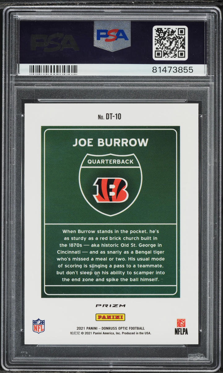 2021 Donruss Optic Downtown Joe Burrow #DT-10 PSA 10 GEM MINT