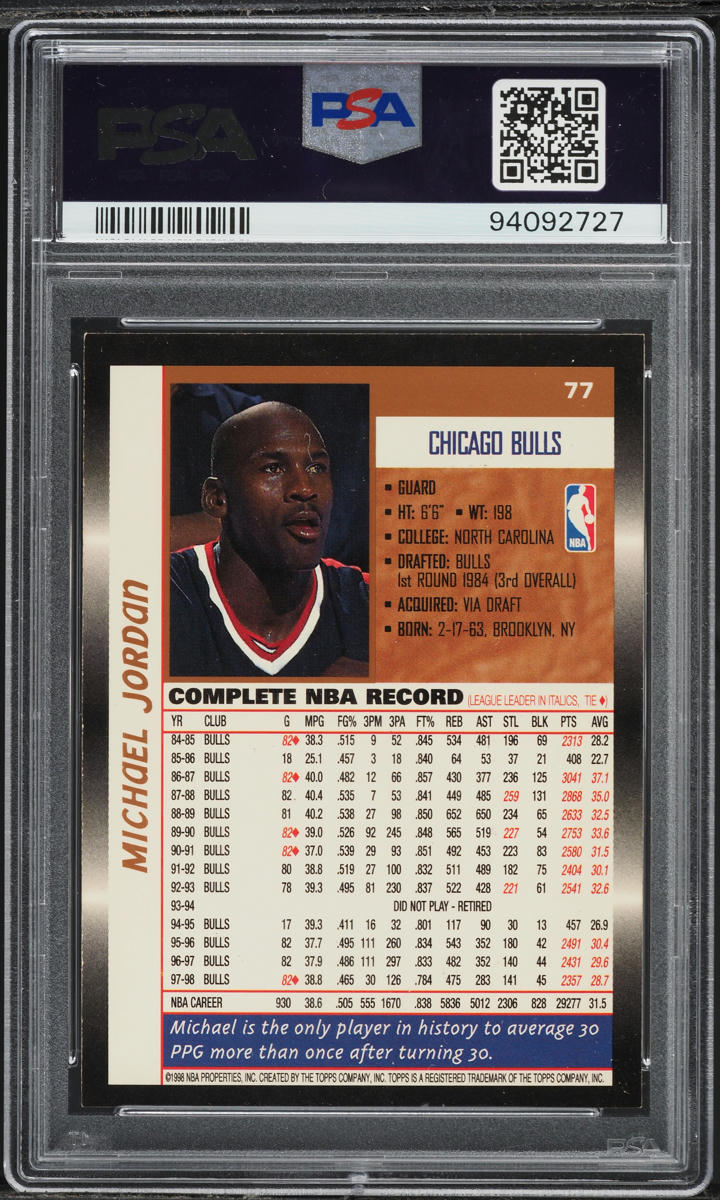 1998 Topps O-Pee-Chee Michael Jordan #77 PSA 9 MINT
