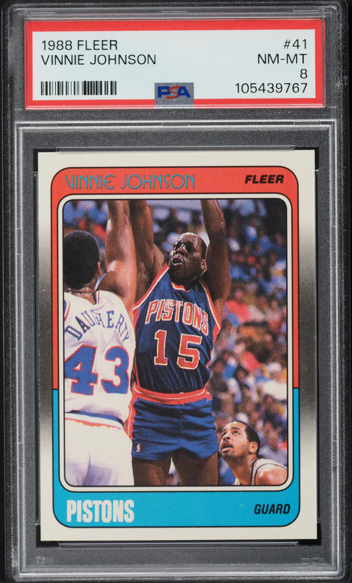 1988 Fleer Basketball Vinnie Johnson #41 PSA 8 NM-MT