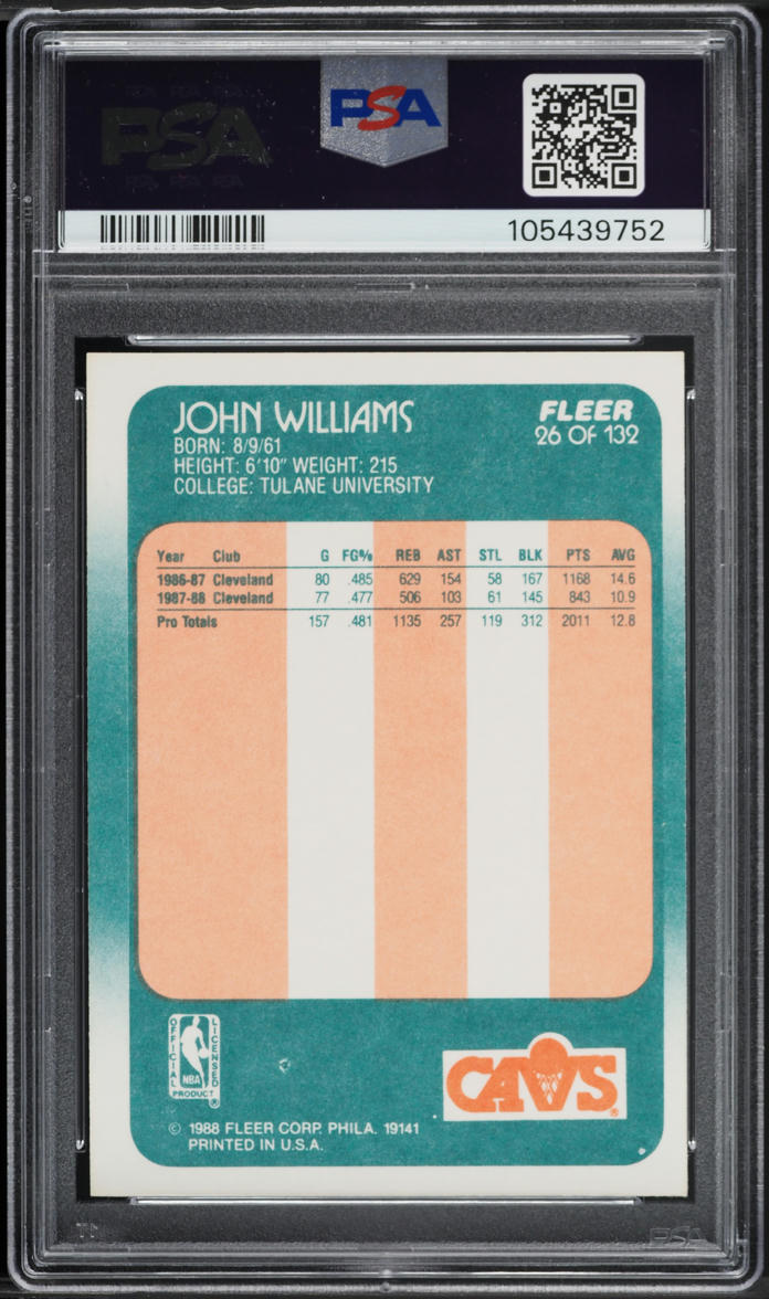 1988 Fleer Basketball John Williams #26 PSA 9 MINT