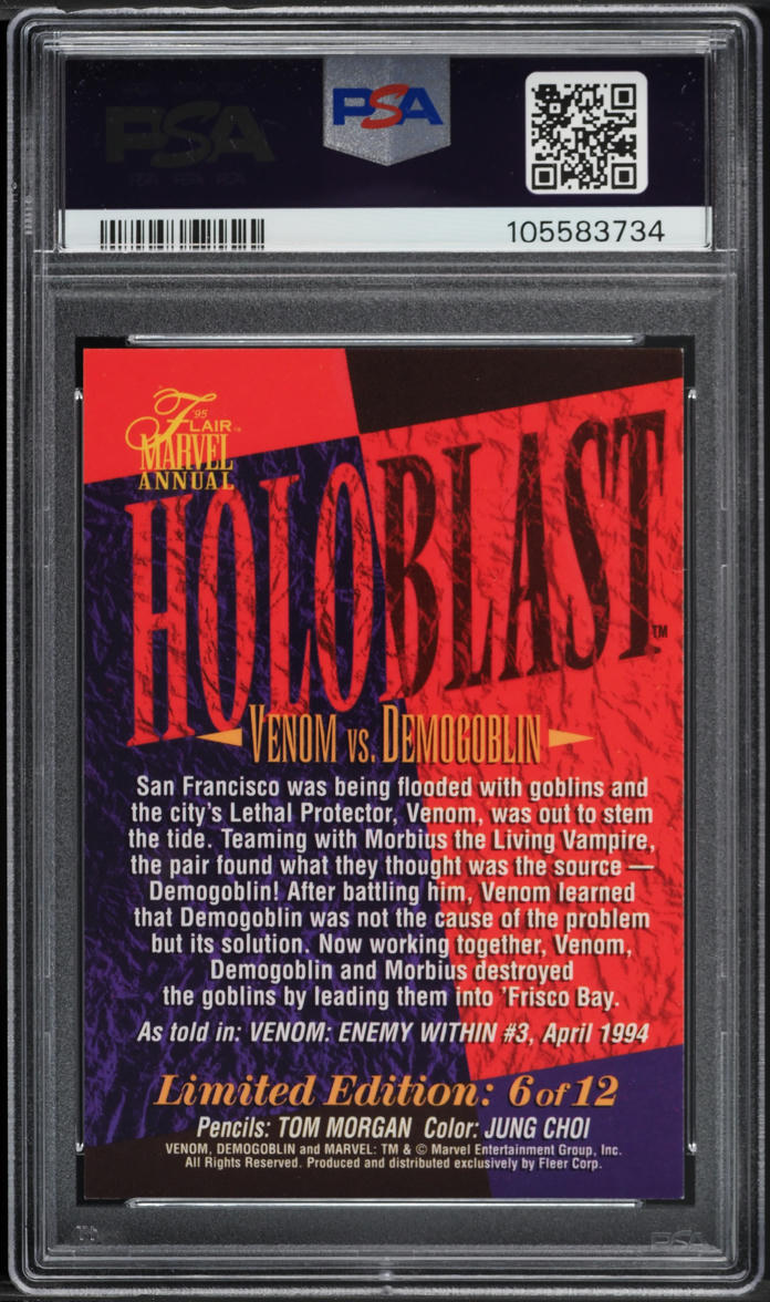 1995 Flair '95 Marvel Annual Holoblast Venom Vs. Demogoblin #6 PSA 8 NM-MT