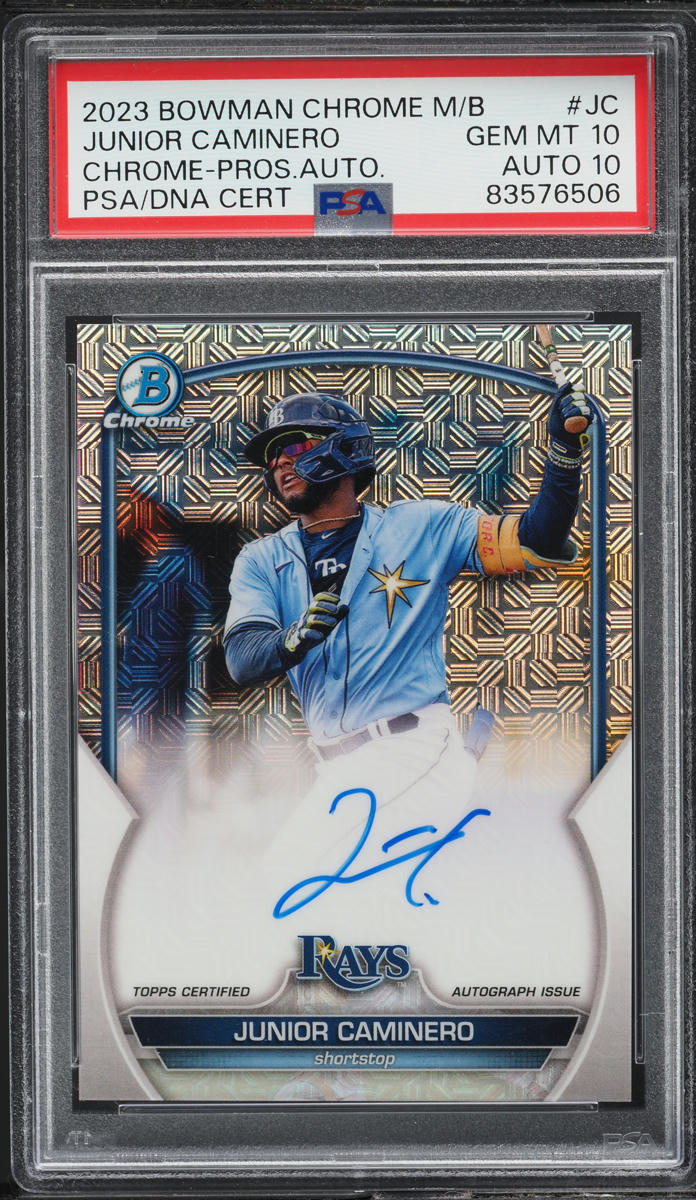 2023 Bowman Chrome Mega Box Junior Caminero PROSPECT AUTO DNA 10 #BMA-JC PSA 10
