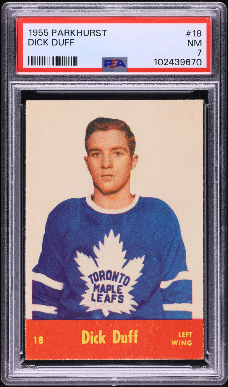 1955 Parkhurst Hockey Dick Duff ROOKIE #18 PSA 7 NRMT