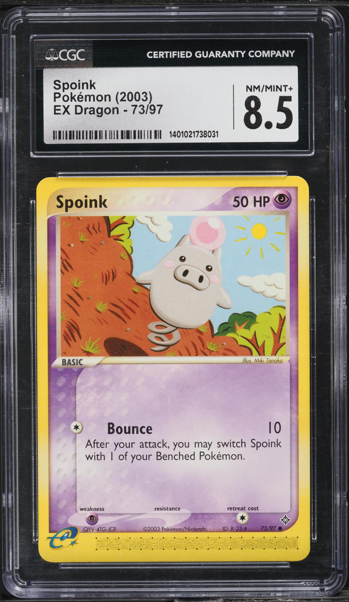 2003 Pokemon EX Dragon Spoink #73 CGC 8.5 NM-MT+ on Fanatics Collect 2003 Pokemon EX Dragon Spoink #73 CGC 8.5 NM-MT+ on Fanatics Collect