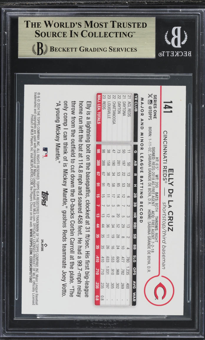 2024 Topps Elly De La Cruz ROOKIE #141 BGS 9.5 GEM MINT