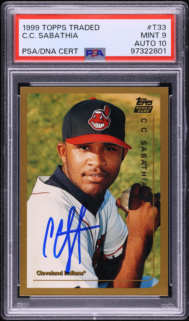 1999 Topps Traded C.C. Sabathia ROOKIE AUTO DNA 10 #T33 PSA 9 MINT