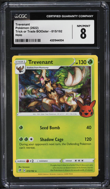 2022 Pokemon SWSH Trick Or Trade BOOster Holo Trevenant #15 CGC 8 NM-MT