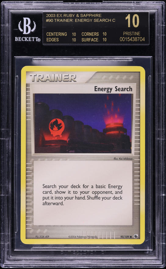 2003 Pokemon Ex Ruby & Sapphire Trainer Energy Search C #90 BGS 10 BLACK LABEL on Fanatics Collect 2003 Pokemon Ex Ruby & Sapphire Trainer Energy Search C #90 BGS 10 BLACK LABEL on Fanatics Collect