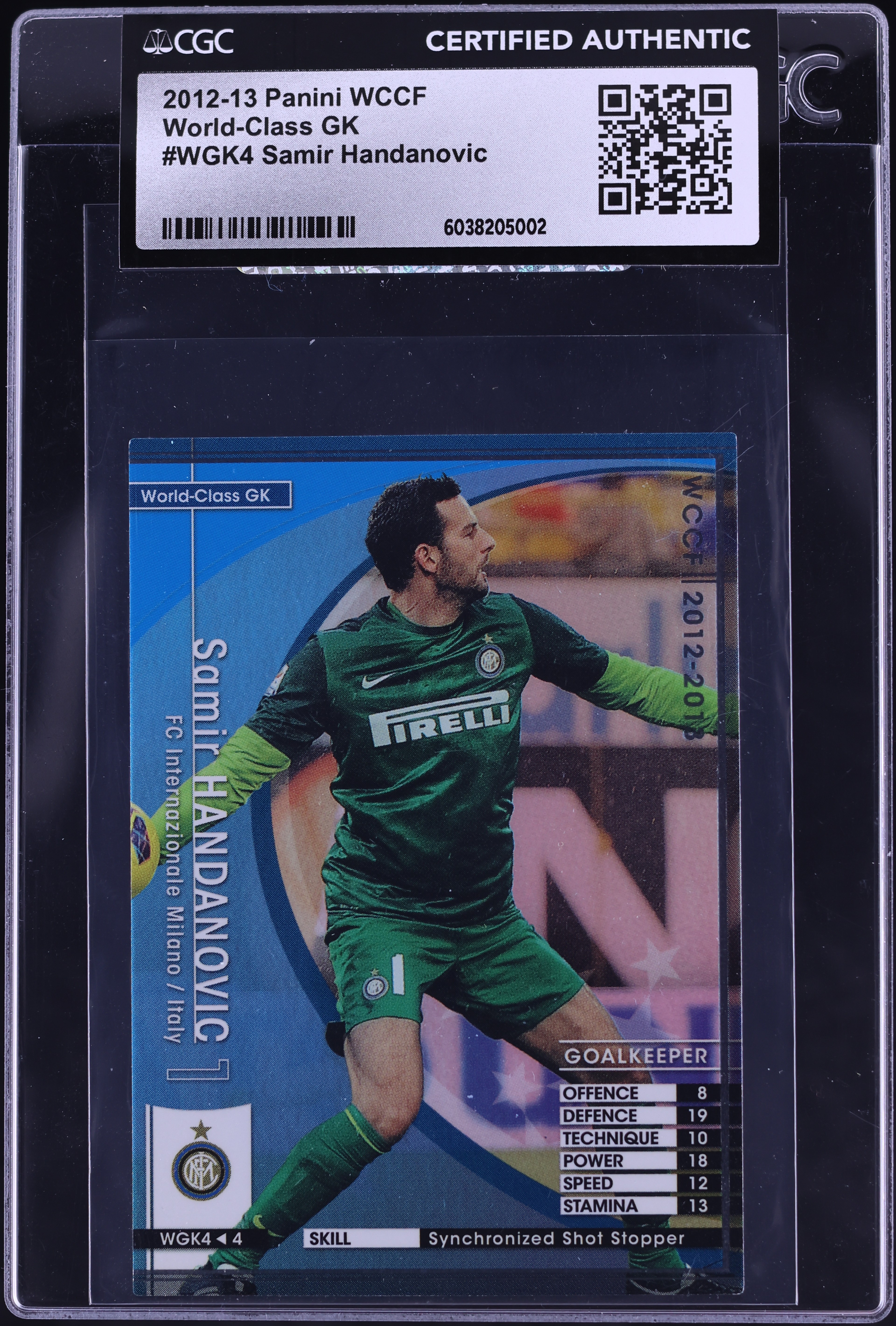 2012 Panini WCCF World-Class Samir Handanovic #WGK4 CGC AUTH on