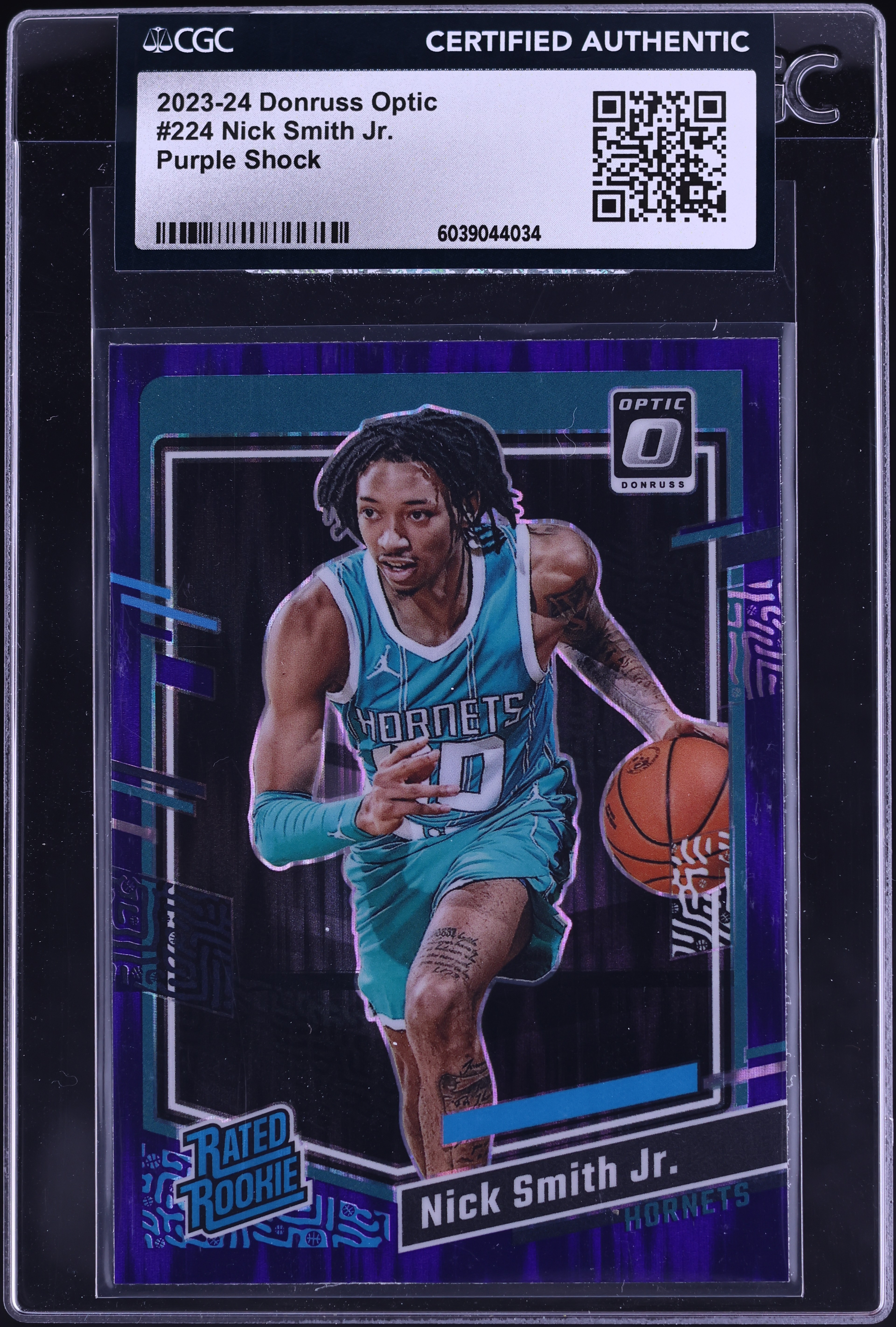 2023 Donruss Optic Purple Shock Nick Smith Jr. ROOKIE #224 CGC 