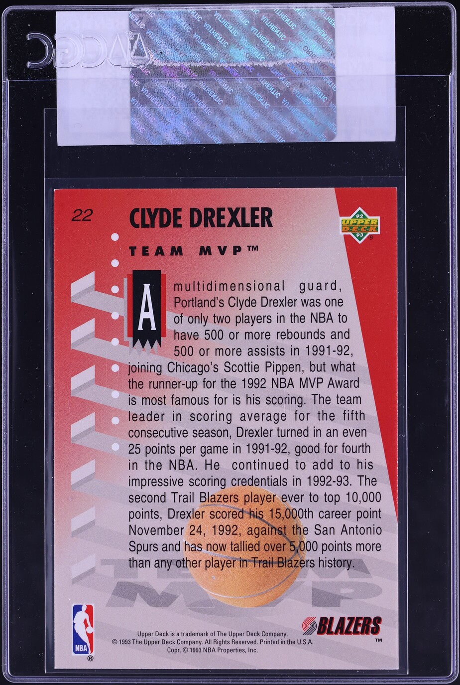 1992 Upper Deck MVP Holograms Clyde Drexler #22 CGC AUTH