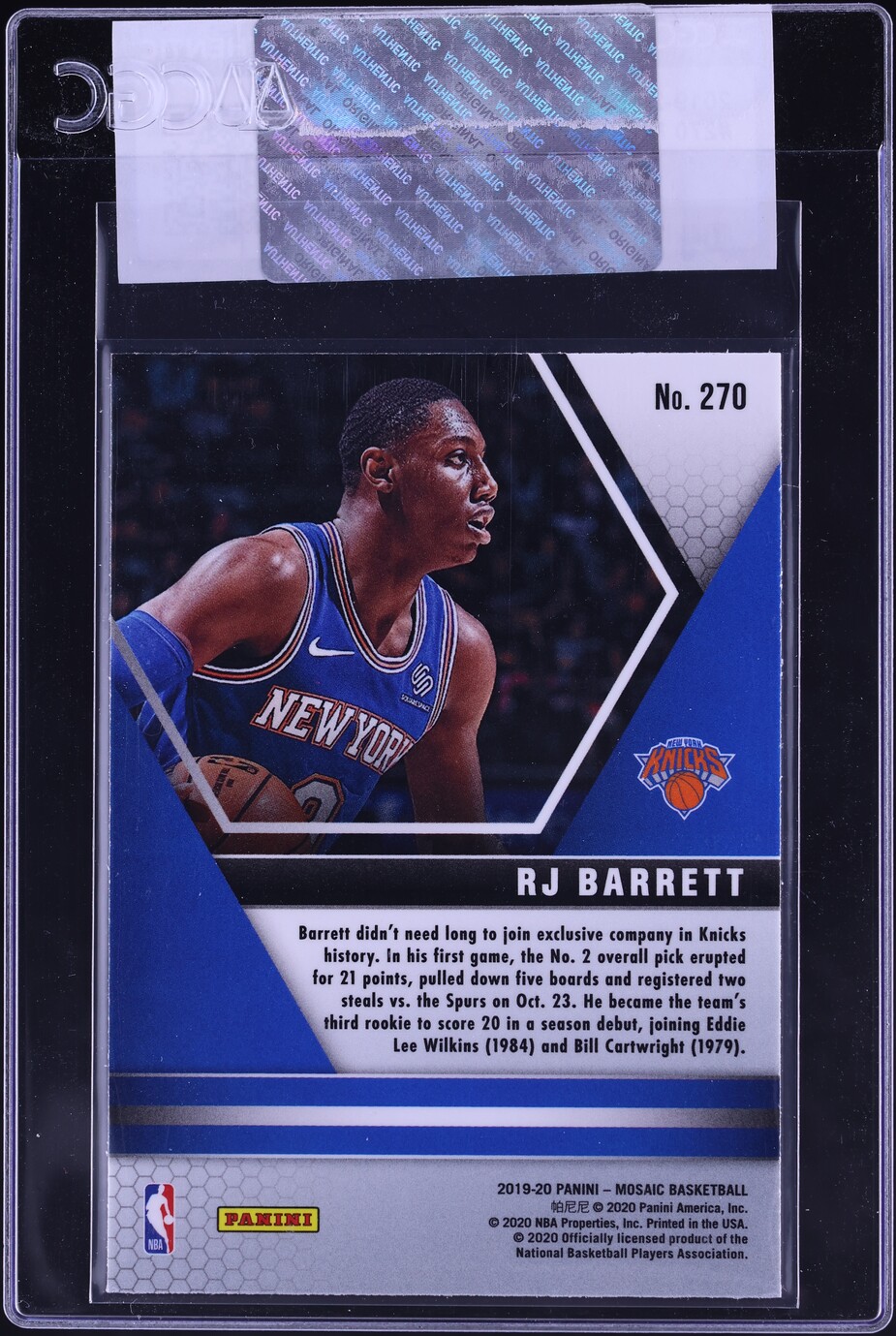 2019 Panini Mosaic RJ Barrett ROOKIE #270 CGC AUTH