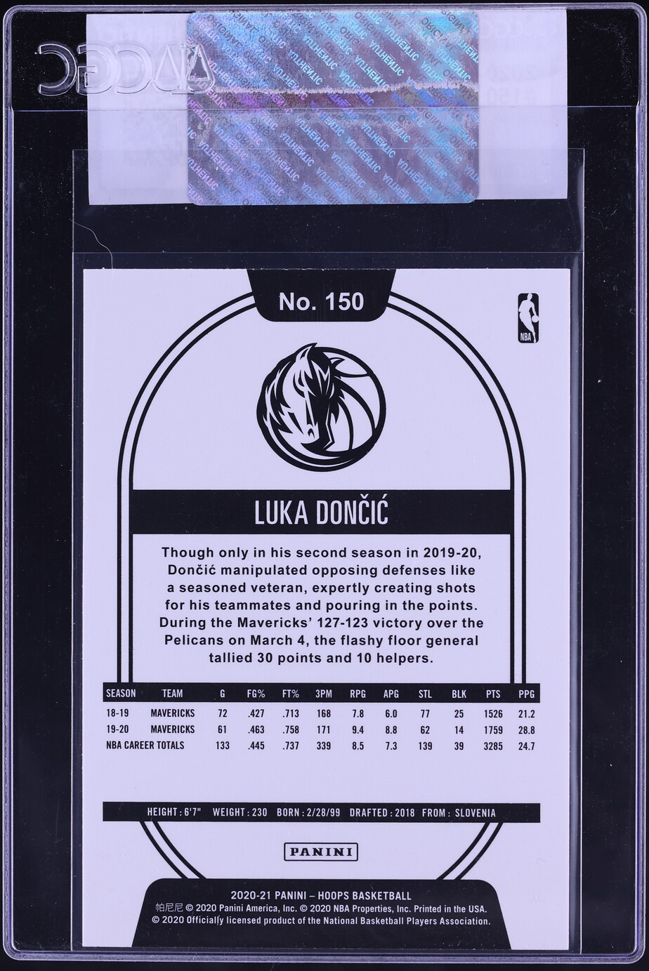 2020 Hoops Luka Doncic #150 CGC AUTH