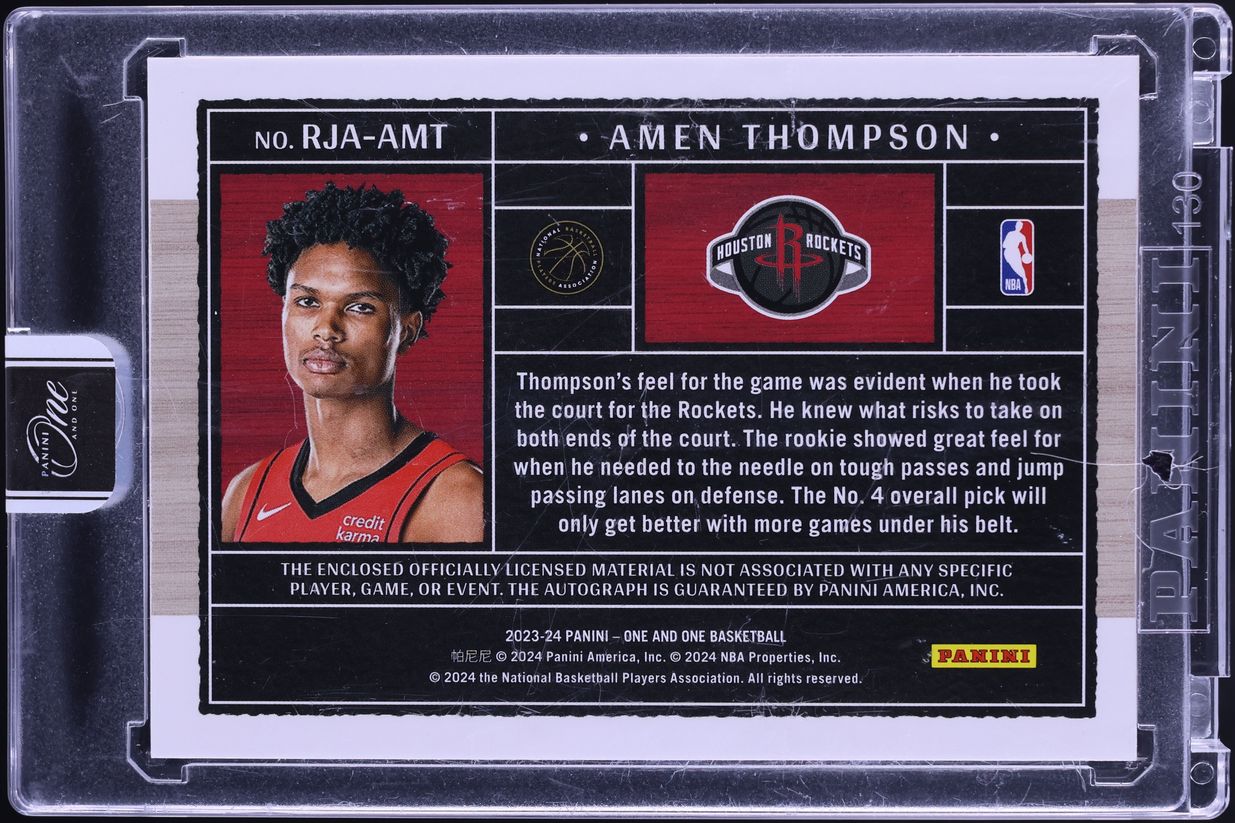 2023 Panini One And One Amen Thompson ROOKIE PATCH AUTO /15 #RJA-AMT