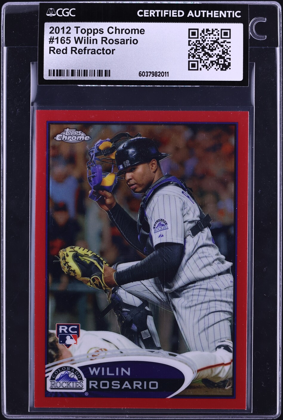 2012 Topps Chrome Red Refractor Wilin Rosario ROOKIE /25 #165 CGC AUTH