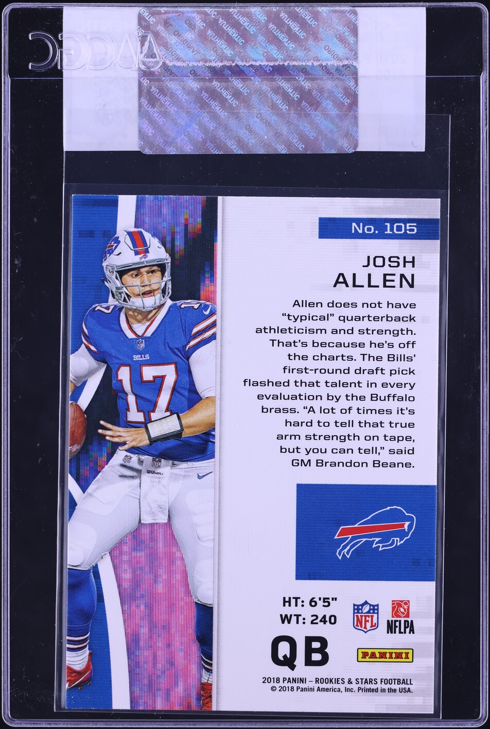 2018 Panini Rookies & Stars Josh Allen ROOKIE #105 CGC AUTH