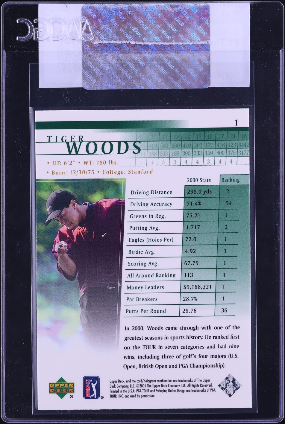 2001 Upper Deck Golf Tiger Woods ROOKIE #1 CGC AUTH
