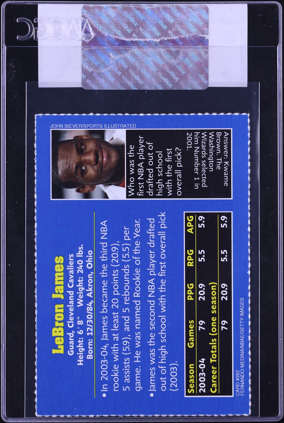 2004 Sports Illustrated For Kids LeBron James #392 CGC AUTH