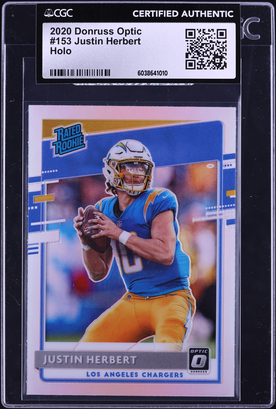 2020 Donruss Optic Holo Justin Herbert ROOKIE #153 CGC AUTH