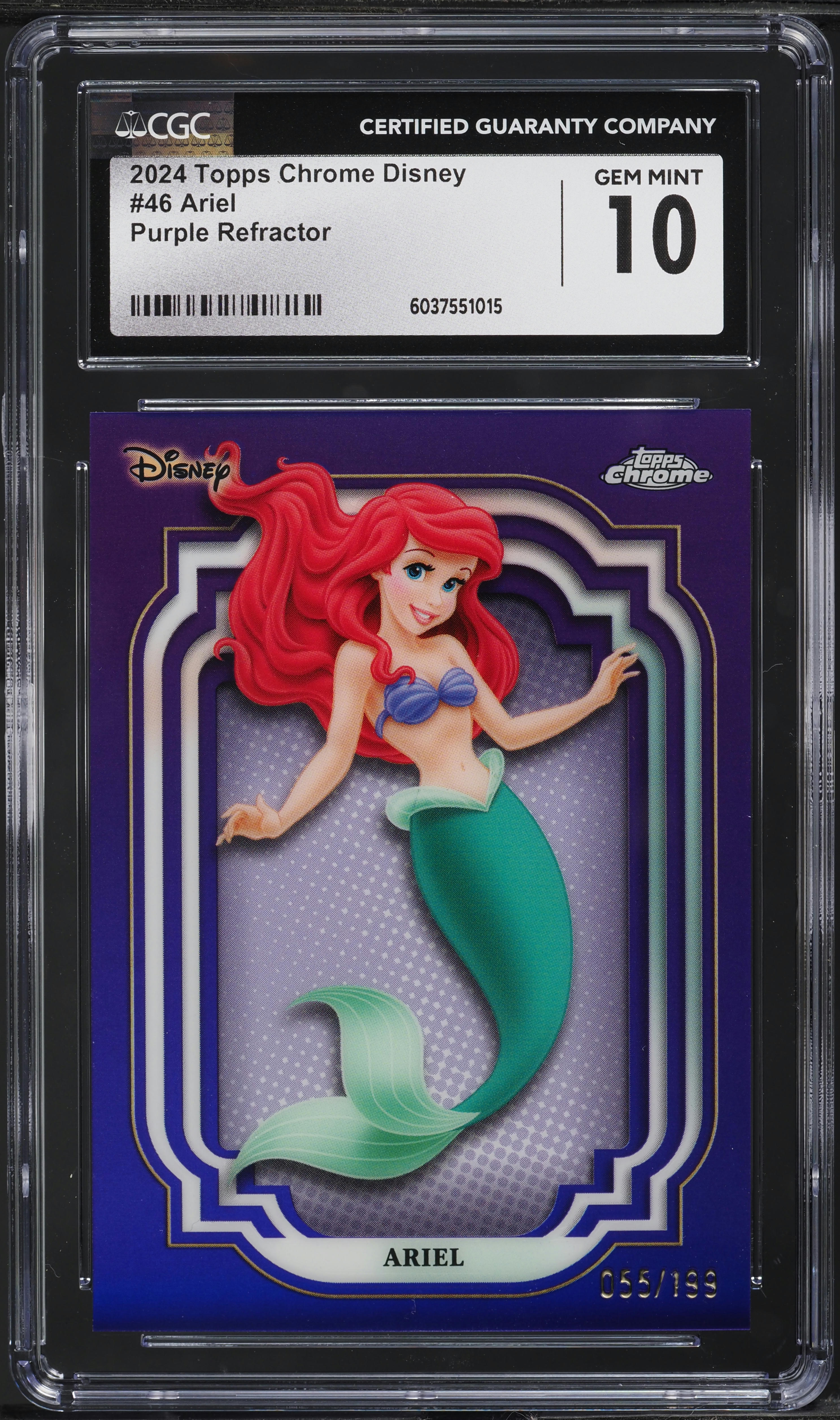 2024 Topps Chrome Disney Purple Refractor Ariel /199 #46 CGC 10